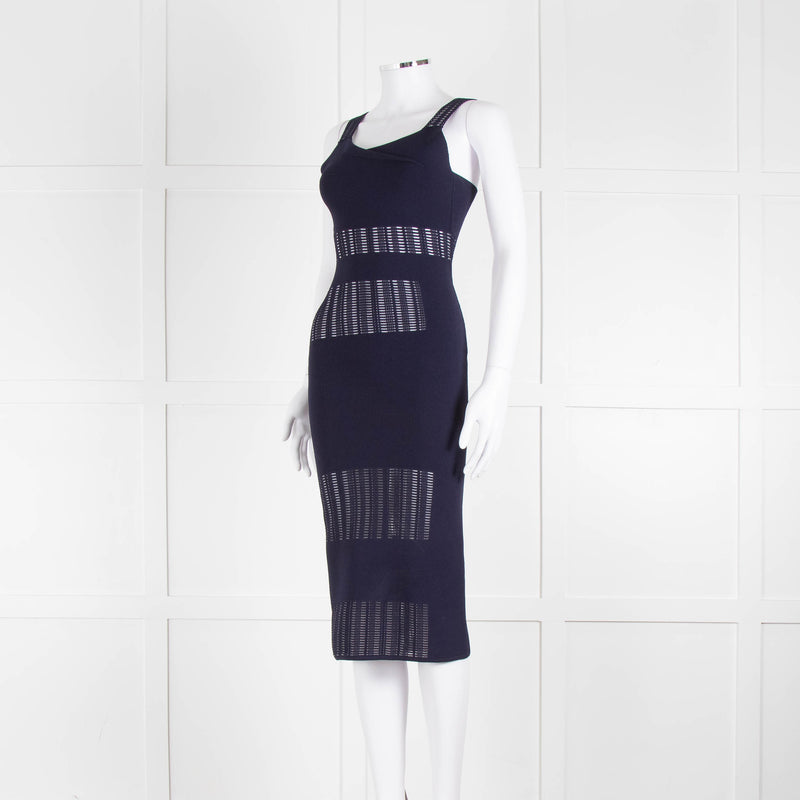 Roland Mouret Navy Stretch Knit Cocktail Dress