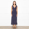 Rixo Navy Blue White Polka Dot Bias Cut Sleeveless Dress