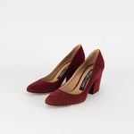 Sergio Rossi Burgundy Suede Block Hill Shoes