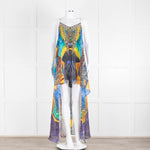 Camilla Blue and Yellow Jewelled Strappy Handkerchief Skirt Dress