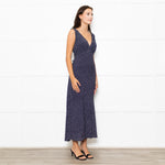 Rixo Navy Blue White Polka Dot Bias Cut Sleeveless Dress