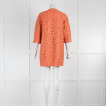 DROMe Orange Lazer Cut Leather Coat