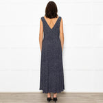 Rixo Navy Blue White Polka Dot Bias Cut Sleeveless Dress