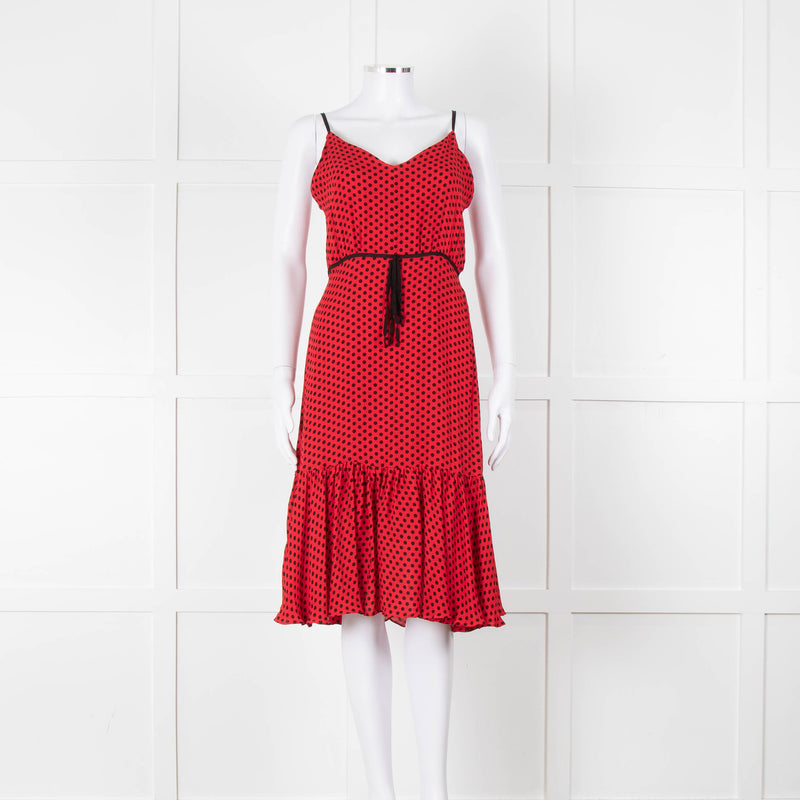 Milly Red Black Polka Dot Sleeveless Dress