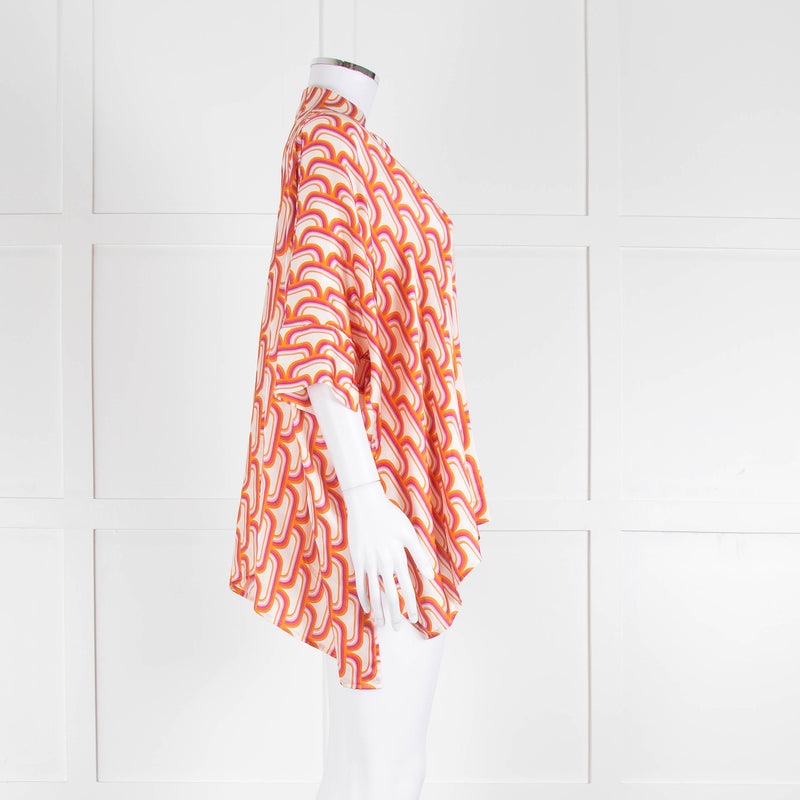 Dea Kudibal Orange Pink Cream Geometric Print Oversized Shirt
