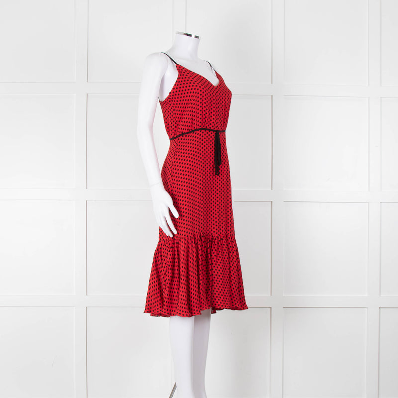 Milly Red Black Polka Dot Sleeveless Dress