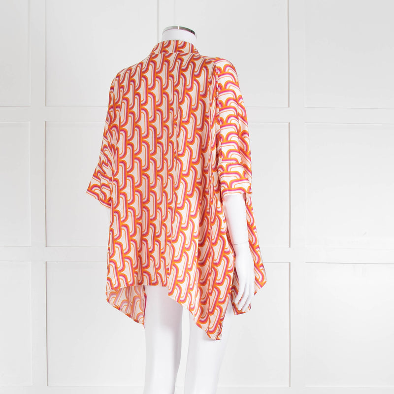 Dea Kudibal Orange Pink Cream Geometric Print Oversized Shirt