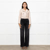 Maje Pale Pink Leather Cropped Biker Jacket
