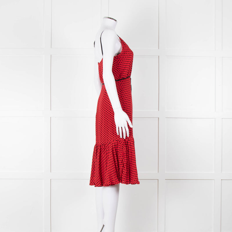 Milly Red Black Polka Dot Sleeveless Dress