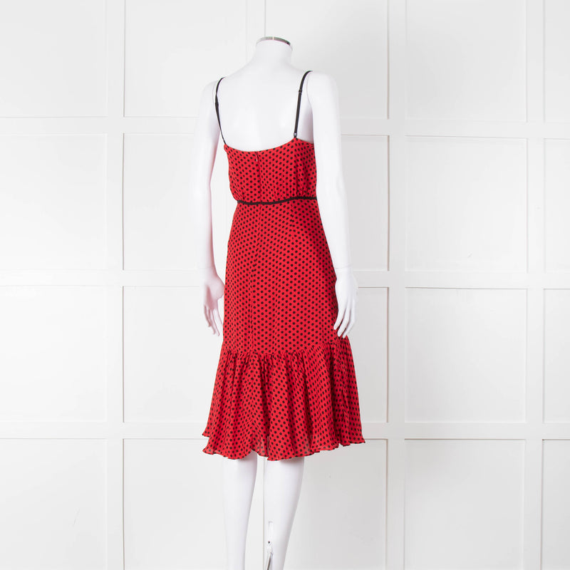 Milly Red Black Polka Dot Sleeveless Dress