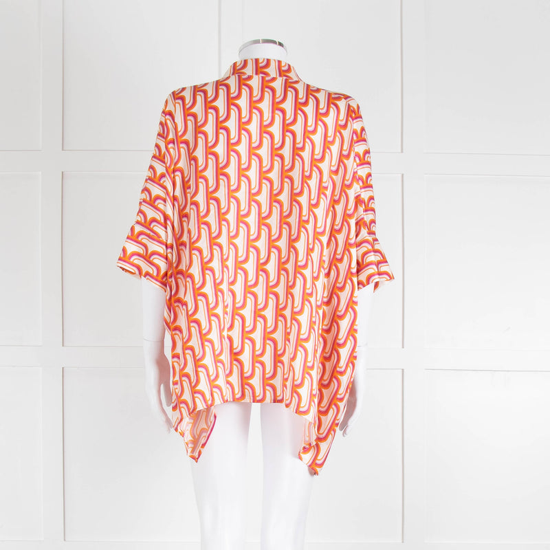 Dea Kudibal Orange Pink Cream Geometric Print Oversized Shirt
