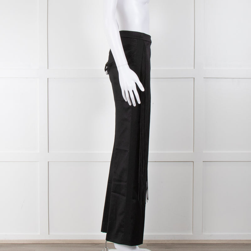 Alexander McQueen Black Wool Trousers With Fringing