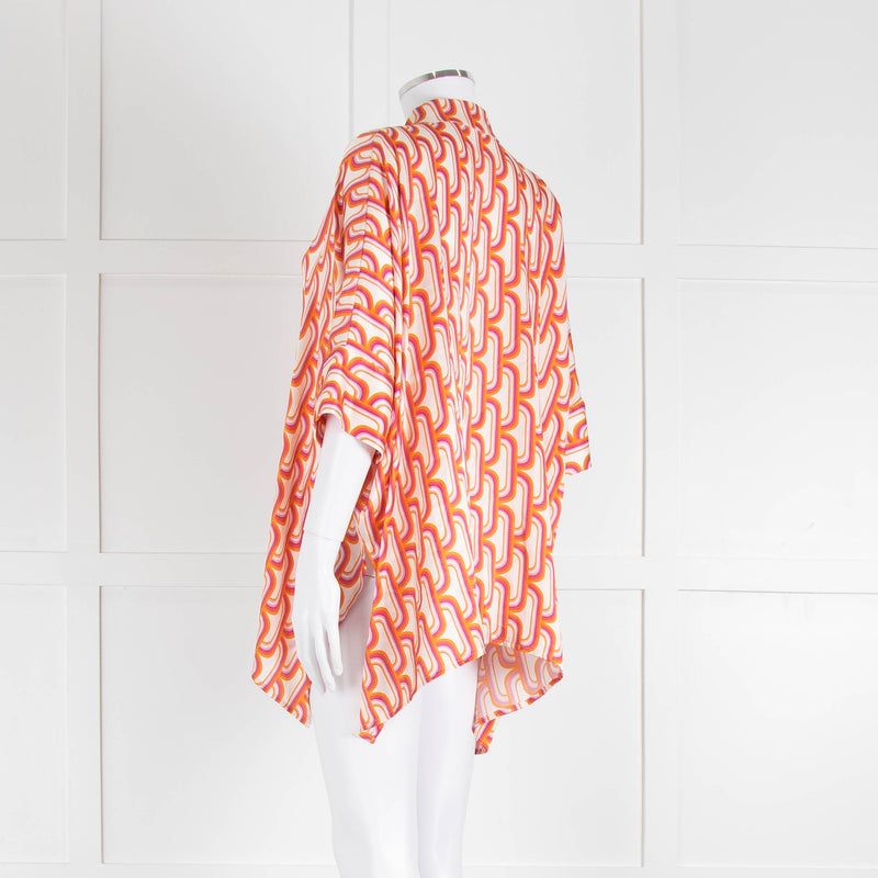 Dea Kudibal Orange Pink Cream Geometric Print Oversized Shirt