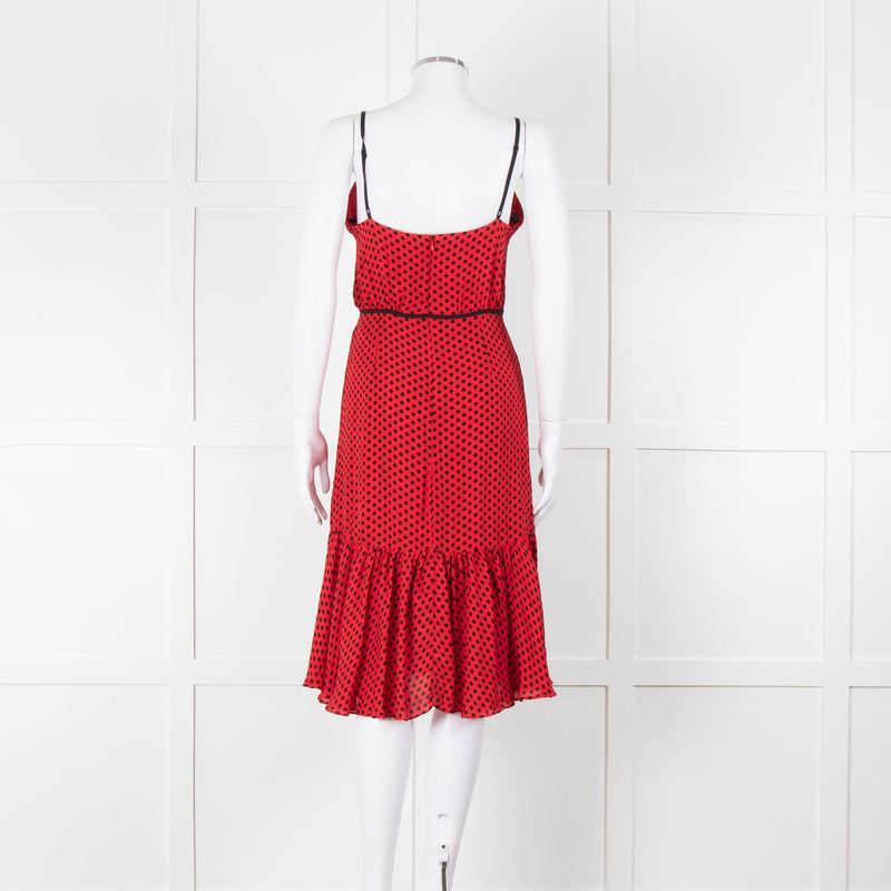 Milly Red Black Polka Dot Sleeveless Dress