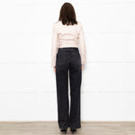 Maje Pale Pink Leather Cropped Biker Jacket