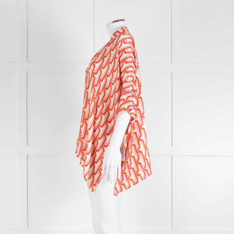 Dea Kudibal Orange Pink Cream Geometric Print Oversized Shirt
