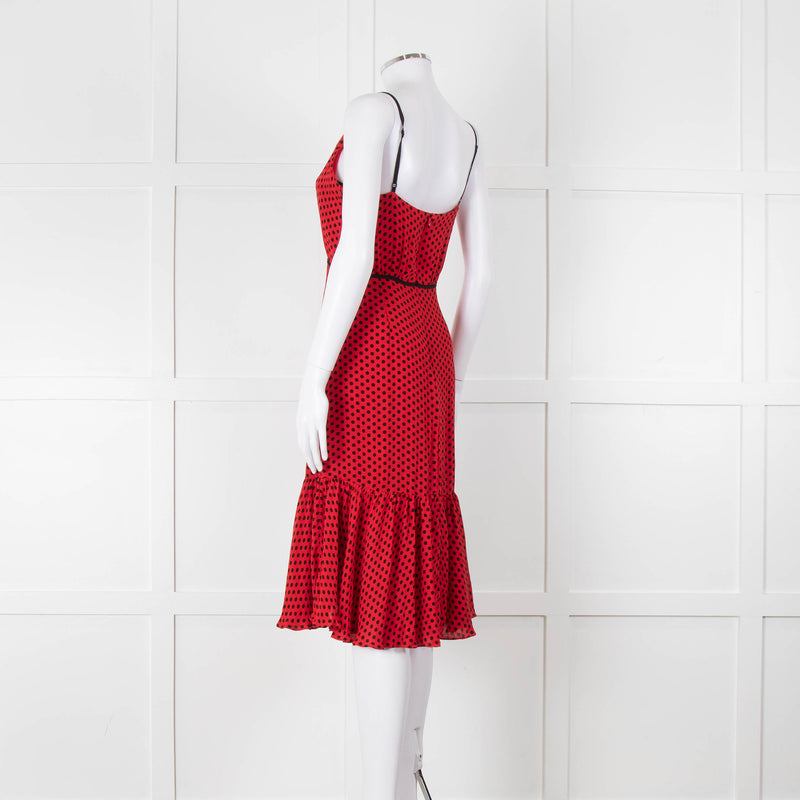 Milly Red Black Polka Dot Sleeveless Dress