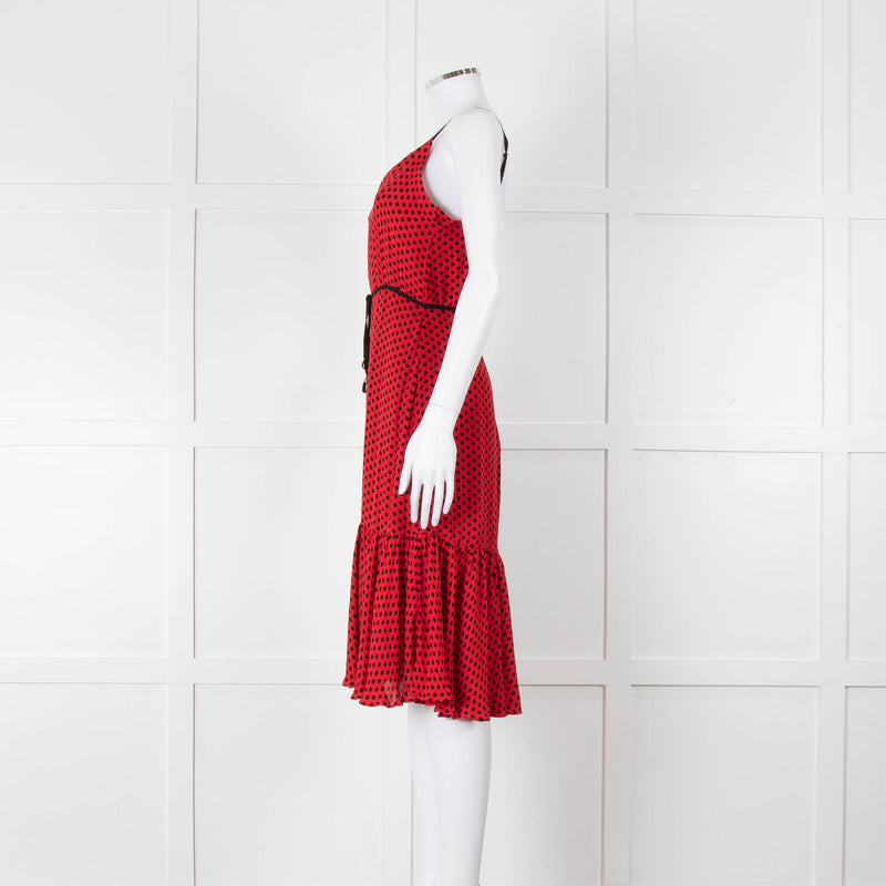 Milly Red Black Polka Dot Sleeveless Dress