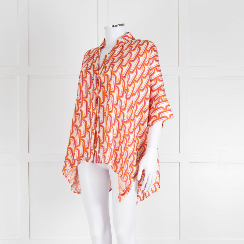 Dea Kudibal Orange Pink Cream Geometric Print Oversized Shirt