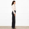Maje Pale Pink Leather Cropped Biker Jacket
