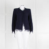 Iro Navy Blue Cotton Fringe Knitted Jacket