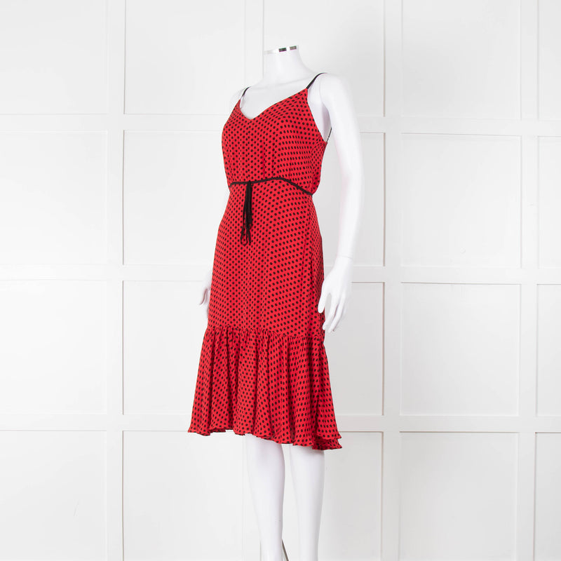 Milly Red Black Polka Dot Sleeveless Dress