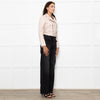 Maje Pale Pink Leather Cropped Biker Jacket