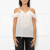 The Kooples Cream Silk Strappy Laced V  Neck Top