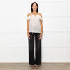 The Kooples Cream Silk Strappy Laced V  Neck Top