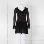 Just Cavalli Black Embellished Frill Trim Short Dress