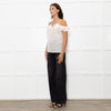 The Kooples Cream Silk Strappy Laced V  Neck Top