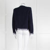 Iro Navy Blue Cotton Fringe Knitted Jacket
