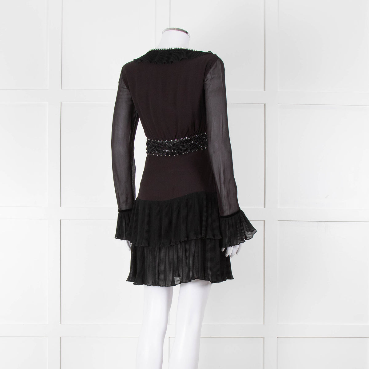 Just Cavalli Black Embellished Frill Trim Short Dress
