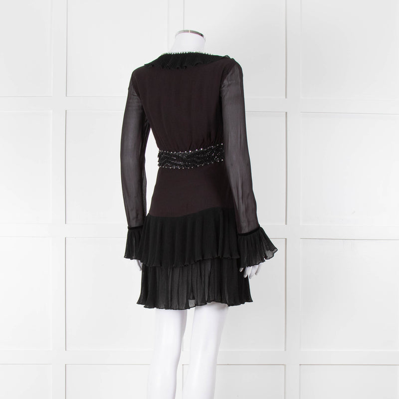 Just Cavalli Black Embellished Frill Trim Short Dress