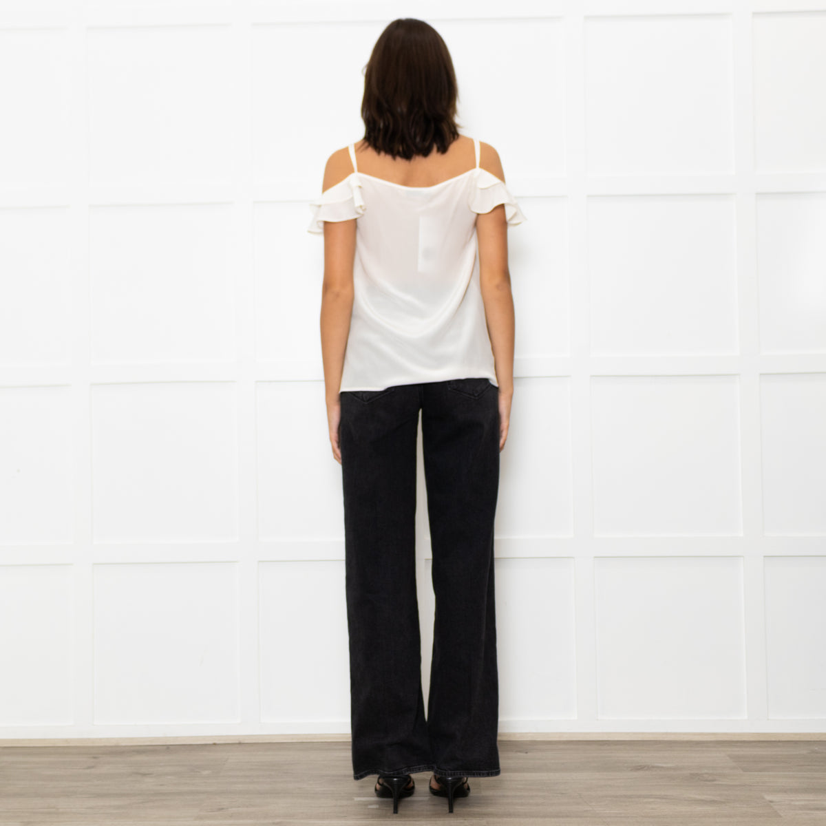 The Kooples Cream Silk Strappy Laced V  Neck Top