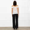 The Kooples Cream Silk Strappy Laced V  Neck Top