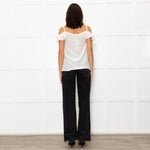The Kooples Cream Silk Strappy Laced V  Neck Top