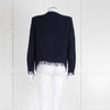Iro Navy Blue Cotton Fringe Knitted Jacket