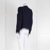 Iro Navy Blue Cotton Fringe Knitted Jacket