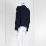 Iro Navy Blue Cotton Fringe Knitted Jacket