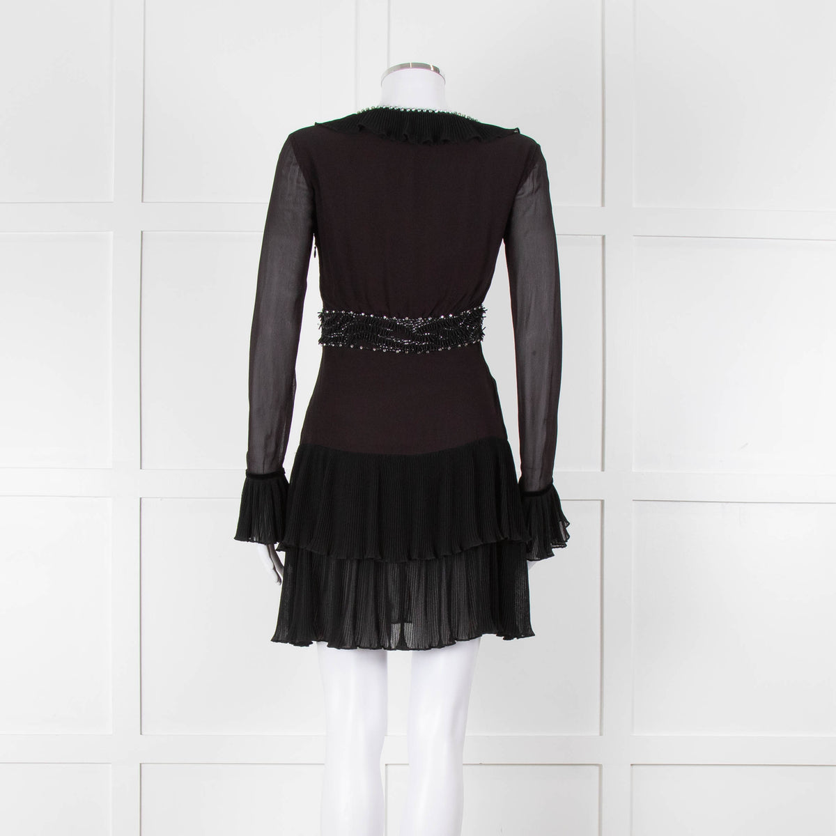 Just Cavalli Black Embellished Frill Trim Short Dress