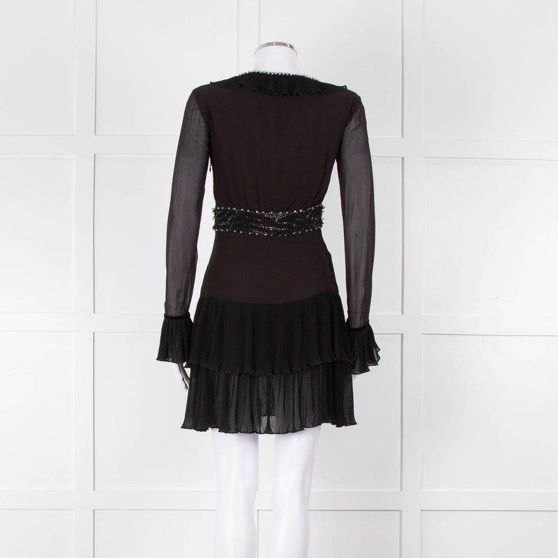 Just Cavalli Black Embellished Frill Trim Short Dress