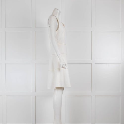 Theory Off White V Neck Flare Mini Dress
