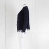 Iro Navy Blue Cotton Fringe Knitted Jacket