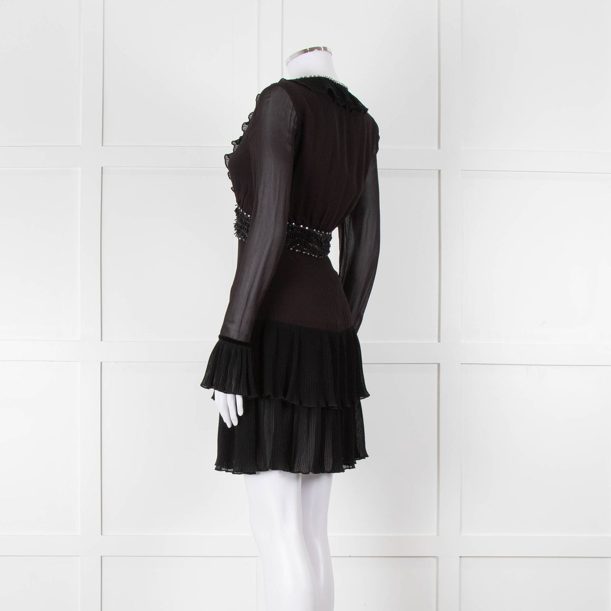 Just Cavalli Black Embellished Frill Trim Short Dress