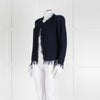Iro Navy Blue Cotton Fringe Knitted Jacket