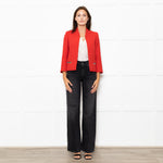 Sandro Red Zip Pocket Detail Edge To Edge Jacket