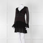 Just Cavalli Black Embellished Frill Trim Short Dress