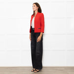 Sandro Red Zip Pocket Detail Edge To Edge Jacket