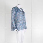 Isabel Marant Etoile Blue Red Cream Floral Silk Sheer Blouse